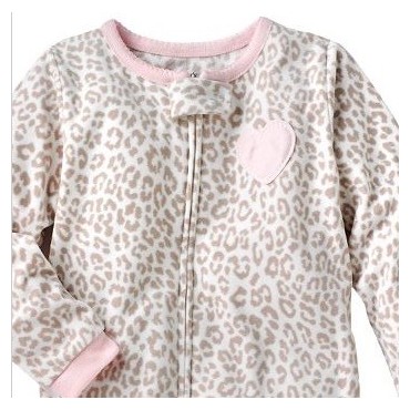 Carters - Girls Pink Leopard Print Microfleece Onesie Pyjamas