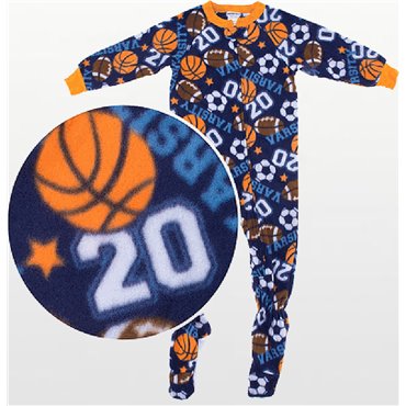 Boys - Fleece Footed Pyjamas with Football Pattern