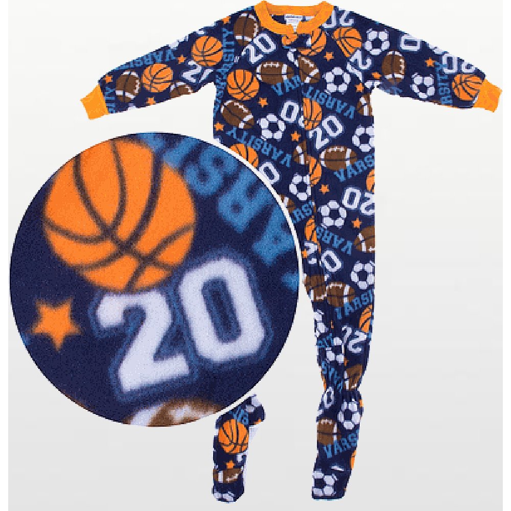 Boys - Fleece Footed Pyjamas with Football Pattern