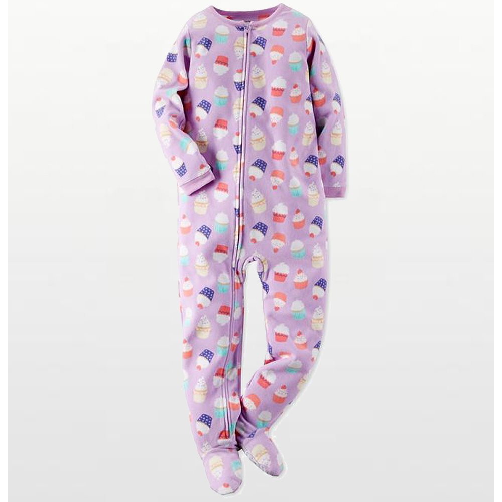 Carters - Girls Mauve Cupcake Microfleece Onesie Pyjamas